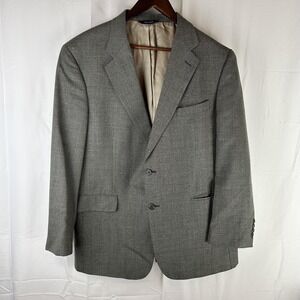 Brooks Brothers Blazer Mens 43 Regular Gray Glen Plaid Worsted Wool Sport Coat